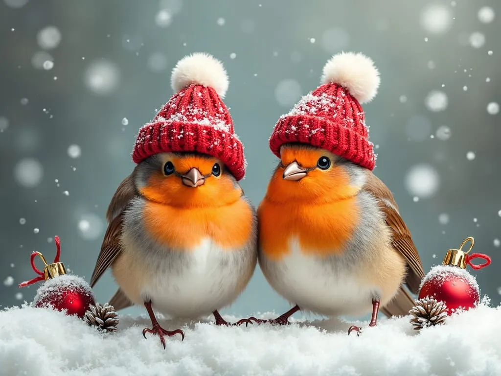 Two cute Robins