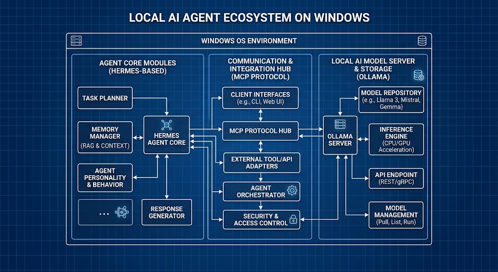 Windows Local AI Agents 2026 Ecosystem Architecture Diagram
